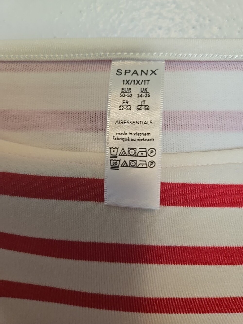 SPANX Long-Sleeve Cotton Boatneck Top Red Ivory Stripe 1X NWT - Picture 5 of 7